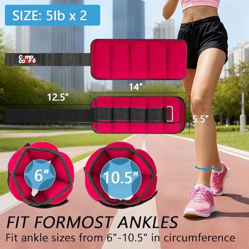 Image of Adjustable Ankle Weights, 2 3 5 lb 1 Pair Strength Training Wrist Leg Arm Weights for Women, Men, Weighted Ankle Weight Set with Removable Sandbags for for Gym, Fitness Workout, Running Lifting