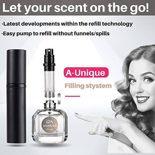 AsaNana Perfume Atomiser, Refillable & Travel Size Perfume Bottle, Leaking Proof,Bottom Pump without Funnel, Luxurious Small women and men, 5ml (Cla.-Mat Black) - Image 3