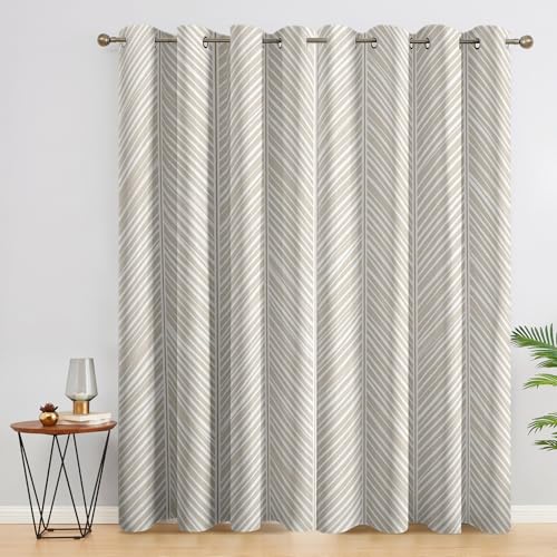 Générique Rideau Occultant Beige Chevrons 2 Pièces, L 140 x H 260 - Rideaux Fenetre Imprimé Moderne Minimaliste Naturel Decoration Chambre, Salon,...