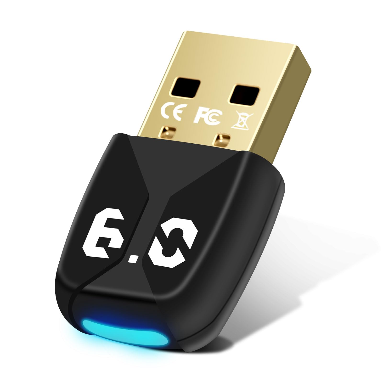 Adaptador Bluetooth 6.0 USB Dongle para PC, USB Stick Bluetooth para ratón, soporta hasta 5 dispositivos simultáneamente, gran alcance, baja latencia, compatible con Windows 11/10/8.1, con luz trasera