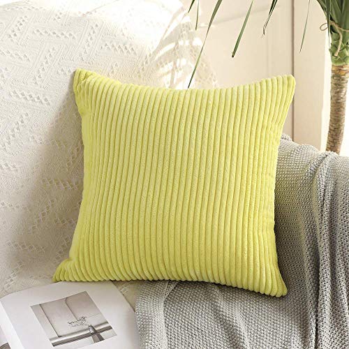 MIULEE Funda de Cojín Fundas de Almohada Decorativa Cuadrado Corduroy Pana a Rayas Moderna Suave para Sofá Silla Cama Sala de Estar DormitorioHogar 40x40cm 1 Pieza Limón