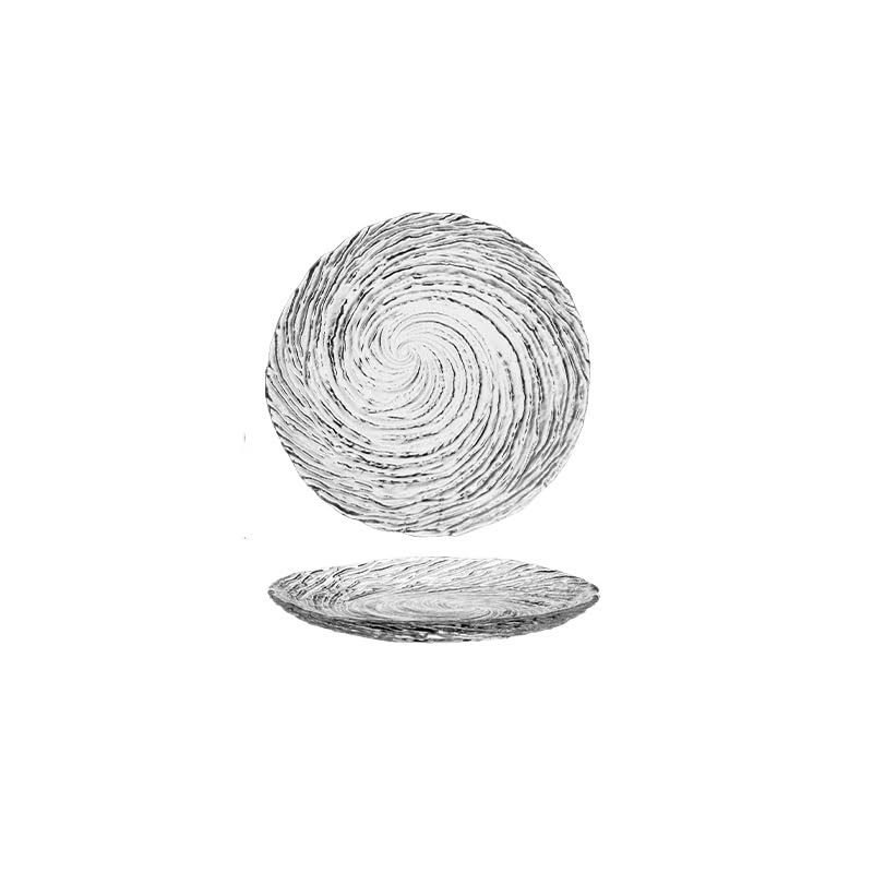 Platos de Vidrio con Rosca Creativa, Plato para Cena, Plato para Postre, Plato para Aperitivos, Platos para Ensalada de Frutas, Platos para Pasta, Restaurante (B 7.8 Pulgadas)