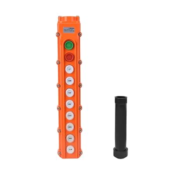 10 Ways Rainproof Crane Push Button Switch, COB-64A Up-Down Left/Right/Front/Back/Fast/Slow Orange Hoist Pendant Switch 220V 5A