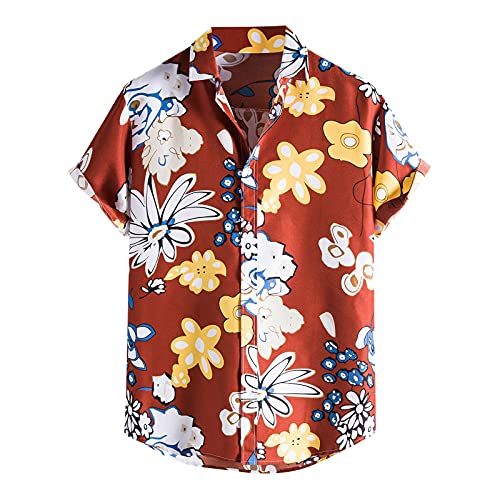 BIBOKAOKE Camicia da uomo hawaiana a maniche corte...