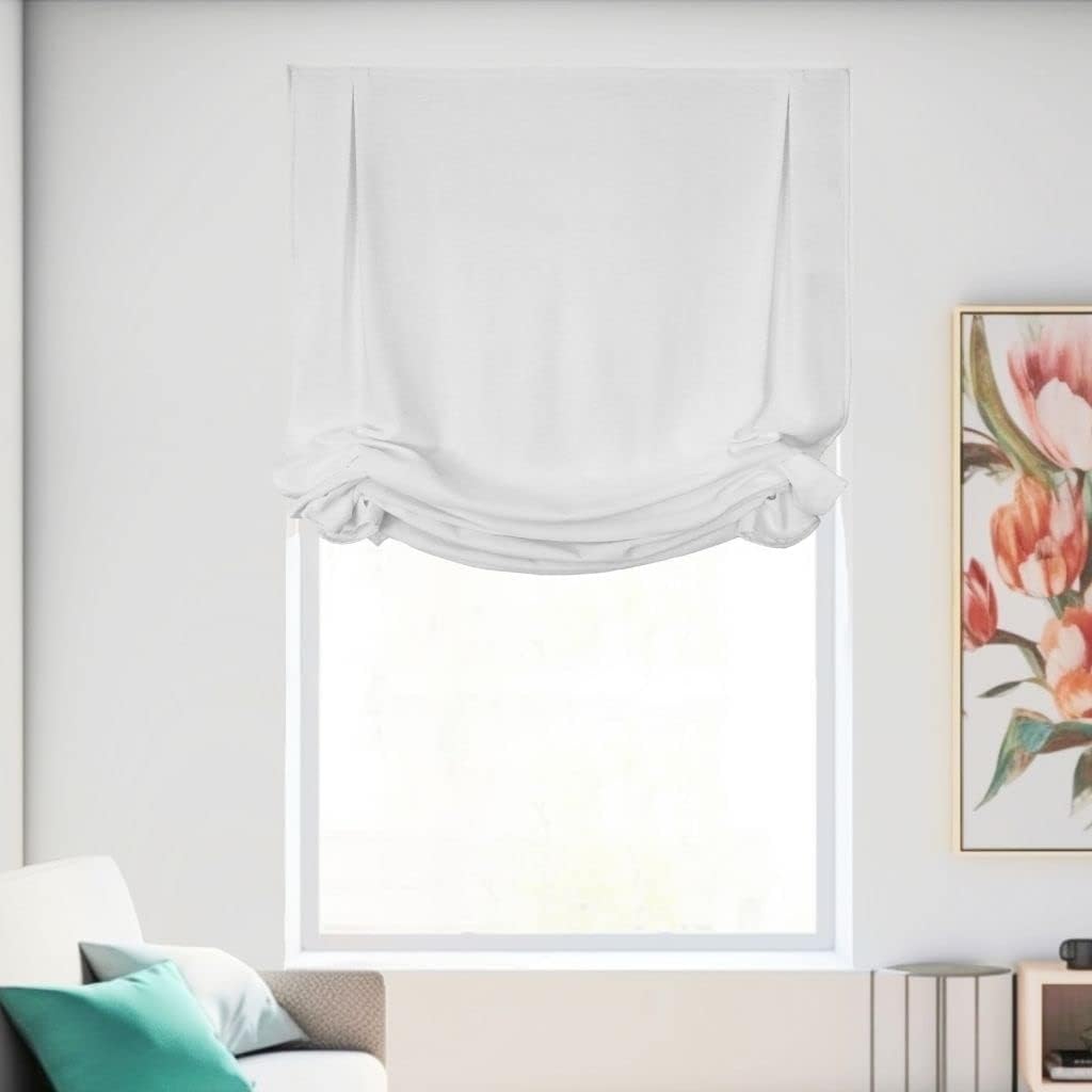 CHICOLOGY Roman Shades for Windows, Roman Window Shades, Roman Shades, Window Treatments, Window Shades for Home, Window Shade, White (Tulip), 31" W X 64" H