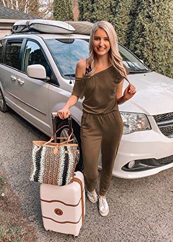 Image of PRETTYGARDEN Jumpsuits for Women 2026 Summer Dressy Off Shoulder Romper Spring Vacation Travel Lounge Outfits Clothes