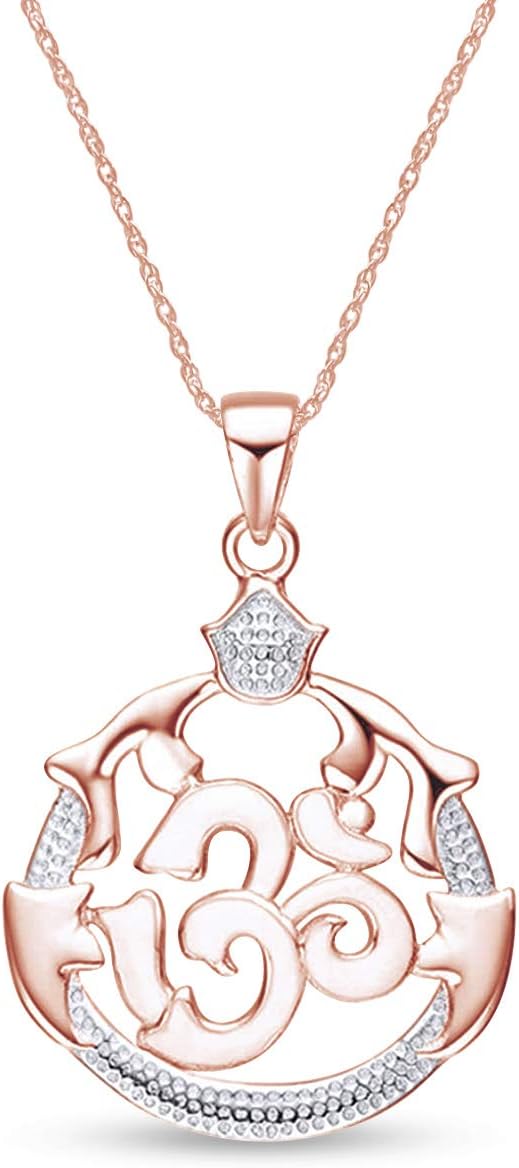Jewel Zone USOM, OHM, AUM Symbol Pendant Necklace 14k Gold Over Sterling Silver