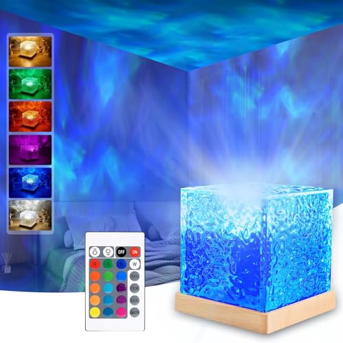 Lampada Aurora Boreale --- La luce notturna a LED simula gli effetti della luce e i colori delle onde d'acqua su un lago, proiettandoli su pareti e soffitti, permettendoti di sperimentare un mondo marino sognante nella tua camera da letto, creando anche un'atmosfera pacifica e romantica.