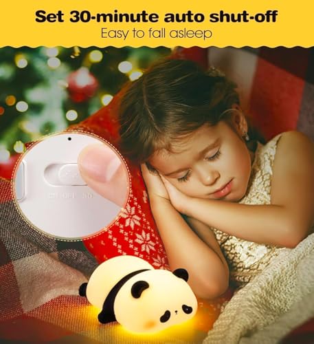 Image of VGRASSP Soft Panda Face Silicone Night Lamp Toy for Kids - Rechargeable and Color Changing Squishy Animal Light Gift for Babies and Toddlers - Color As Per Stock