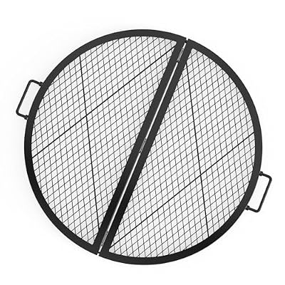 Stanbroil X-Marks Fire Pit Cooking Grate, Foldable Round Grill Grate with Handles, 30 Inch Portable Outdoor Campfire BBQ Grill, Black