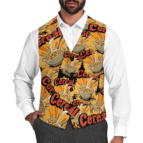 Cereal Trendy Vest Suit for Men V Neck Formal Dress Waistcoat Vests Business Slim Fit