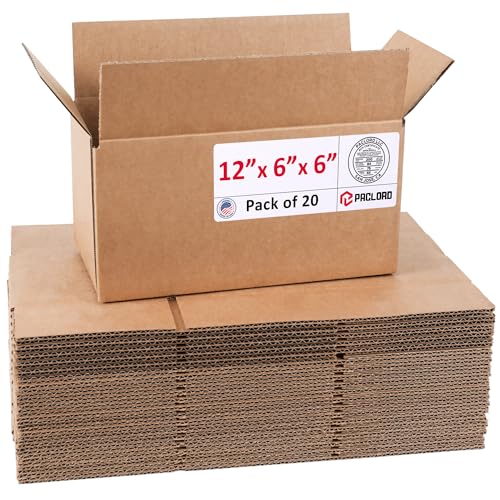 Image of Small Cardboard Boxes 12 inchL x 6 inchW x 6 inchH (Pack of 20) - USA-Made Packing Boxes for Moving, Shipping, or Storage - USPS, UPS, FedEx Approved - Professional Packing Supplies for Moving | USA-Made Packing Boxes for Moving, Shipping, or Storage - USPS, UPS, FedEx Approved - Professional Packing Supplies