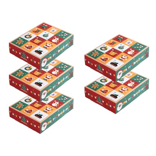 Verve Jelly Advent Calendar Boxes 5Pcs Empty Christmas Advent Calendar Boxes 12 Days Fillable Advent Countdown Contianers Cardboard DIY Treasure Boxes Make & Fill for Xmas Party Decoration
