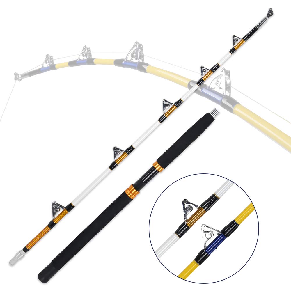 Canne à pêche 2 pièces en Eau salée pour pêche à la traîne Trolling,Fishing Rods avec Roller Guides (Brown B/50-100LBS/180cm)