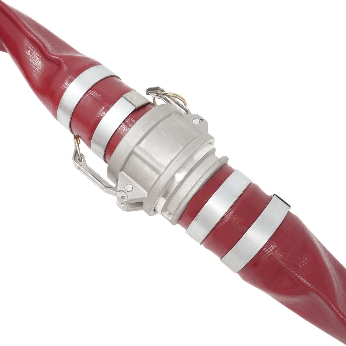 Gloxco 3" x 50′ Red Heavy Duty Lay Flat PVC Discharge Hose Assembly with Aluminum Cam and Groove C and E Fittings