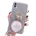 Produktbild Obesky Bling Glitzer Hülle für Galaxy A9 2018, Flüssig 3D Kreativ Obst Silikon TPU Bumper Kristall Klar mit 360 Grad Ring Ständer Stoßfest Schutzhülle für Samsung Galaxy A9 2018, Schwarz