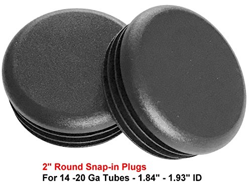 (Pack of 8) - 2\" Round (14-20 Ga 1.840\"-1.930\" ID), Black Plastic Tubing Plug 2 Inch End Cap - Steel Furniture Pipe Tube Cover Insert | Fencing Post - End Caps for Fitness Equipment