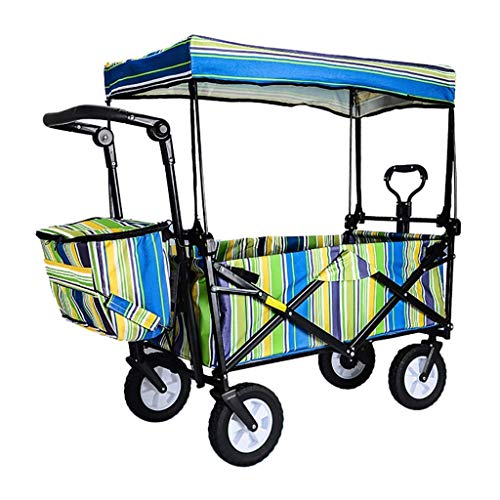 Carrito plegable portátil para compras y jardín con toldo, resistente hasta 80Kg miniatura 1