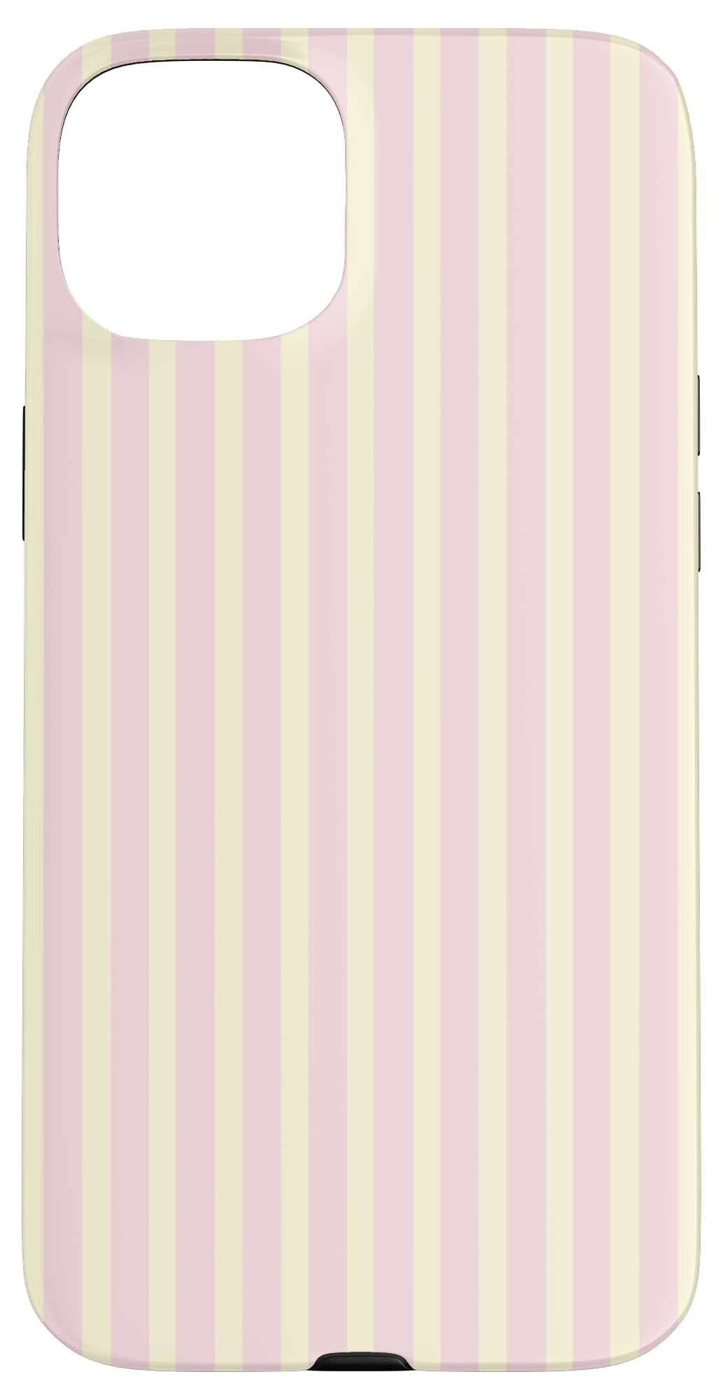Pastel Light Pink Yellow Vertical Line Stripes Minimalist Case for iPhone 15 Plus