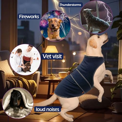 Image of Dog Anxiety Shirt,Dog Anxiety Jacket Calming Vest for Thunderstorm,Travel,Separation, Calming Coat Wrap for Dogs, Pet Stress Relief Anxiety Jacket (Dark Blue, XX-Large)