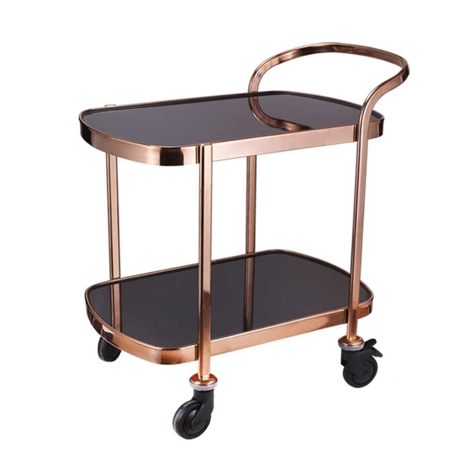 Carrello da portata moderno in acciaio inox con portabottiglie e specchio a 2 ripiani, carrello da cucina e sala da pranzo Sto & Presentat Rose d, taglia unica