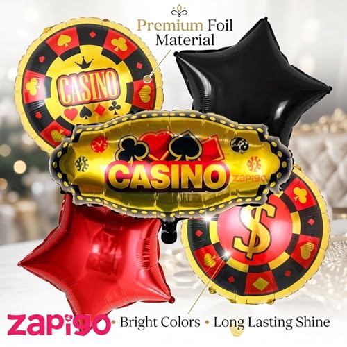 Image of Balloonistics Casino Theme Happy Birthday Balloon Bouquet Pack Of 5