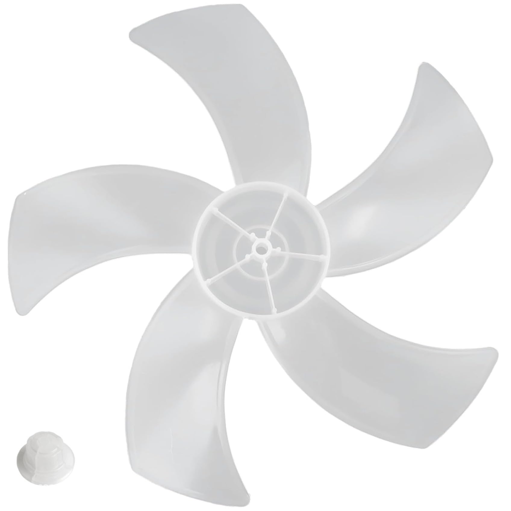 BEAHING 16 Inch Fan Blade Replacement, with Five Plastic Leaves Low Noise Fan Blades with Nut Cover for Standing Pedestal