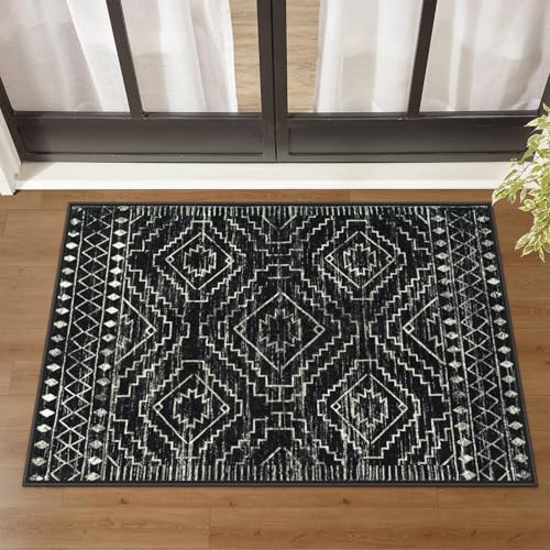 Tapete Morroquí Wonnitar 2'x3' Negro Antideslizante