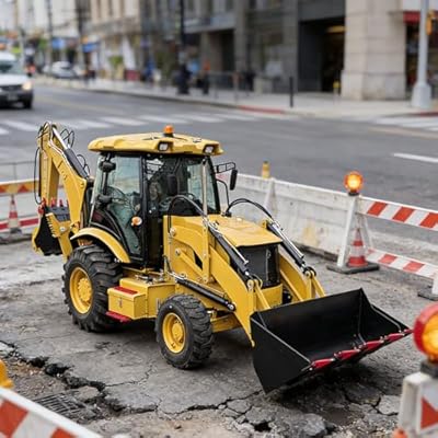 Towable Compact Backhoe Loader with Front Loader and Rear Excavator – Mini Loader Backhoe for Remote Job Sites, Farm Construction and Trenching