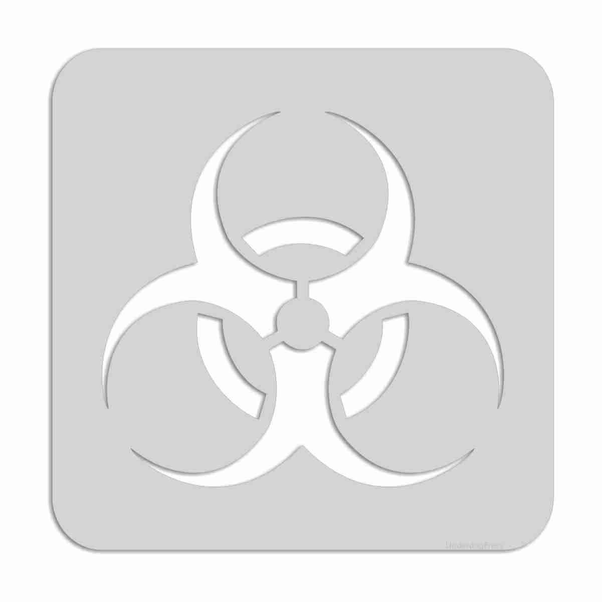 Stencil- Biohazard, 4x3.75 Inch Image on 5x5 Border, Size 2