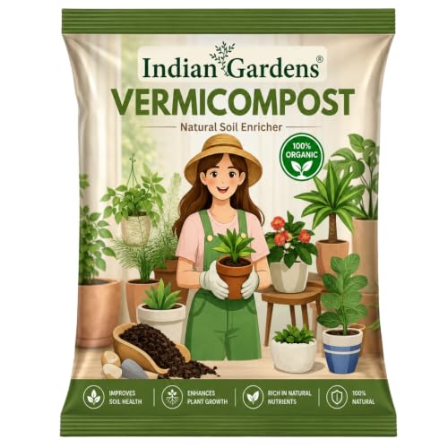 Image of Indian Gardens - Vermicompost Fertilizer | Organic vermicompost | Worm castings Fertilizer | Natural Plant Booster | Nutrient-Rich Compost (5 Kg)