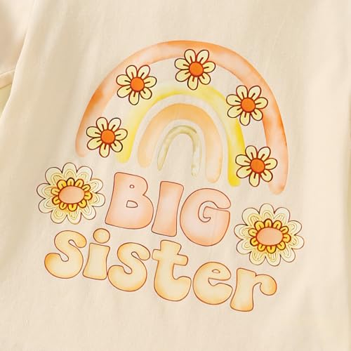 Image of Little Girl Shirts Big Sister Tee Shirt Top Summer Short Sleeve Clothes 2-7 Years