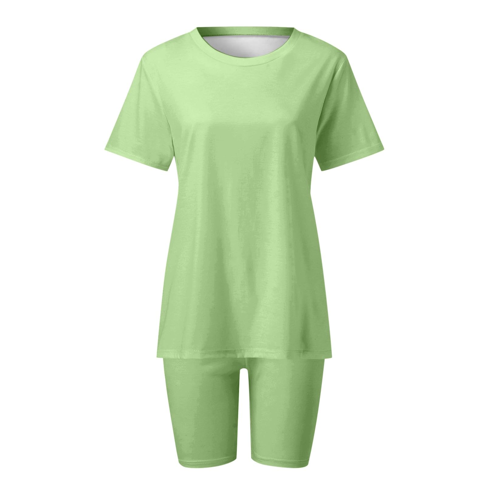 Generisch Pantalones cortos de dos piezas para mujer, de manga corta, con pantalones, para correr, yoga, deportes, para ocio activo