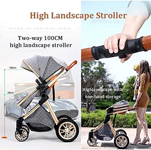 Kinderwagen Kinderwagen Lichtgewicht Buggy Luxe 3 In 1 Kinderwagen Autostoel Combo, Opvouwbare Kinderwagen Pasgeboren en… - Afbeelding 6