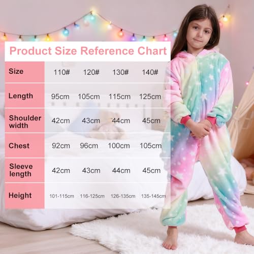 Image of SNOWIE SOFT Unicorn Pajama Wearable Blankets for Winter for Girls, Cute Fashion Flannel Soft Blanket Plush Hoodie Pajama Onesie Party Cosplay Christmas Halloween Costume for Kids