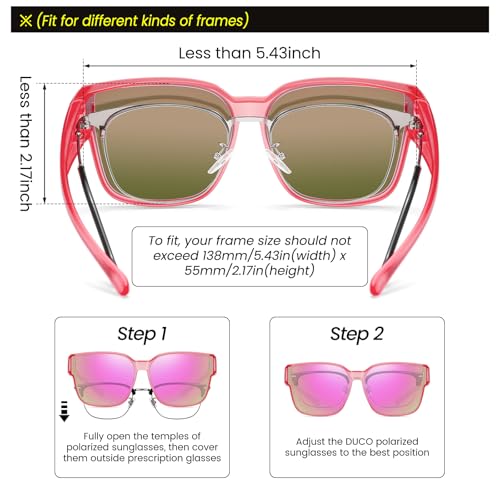 Image of DUCO Fit Over Sunglasses for Men Women Wear Over Glasses Retro Wrap Around Polarized Sun Glasses UV400 Protection DC8981