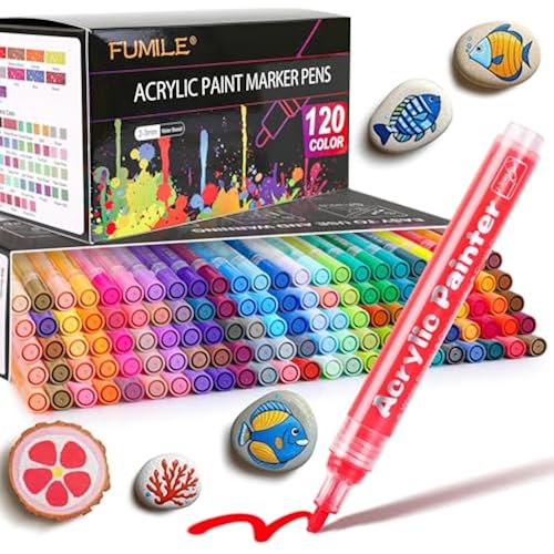 FUMILE 120 Color Acrylic Paint Markers for Wood, Paper, Rocks