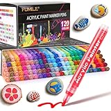 FUMILE 120 Color Acrylic Paint Marker, Include Metallic Color(28PCS),Blink Color(12 PCS),Classic Color(80PCS). Paint Markers Acrylic Marker Ideal for Rock, Wood, Metal, Plastic, Glass, Easter Egg.