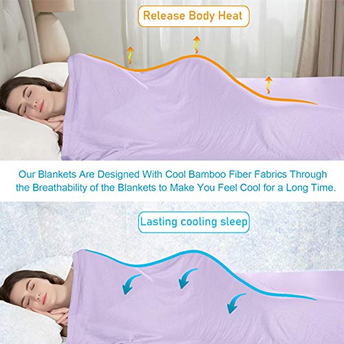 DANGTOP Twin Size Cooling Blankets, 100% Bamboo Blanket for All-Season, Ultra-Cool Lightweight Blanket, Cooling Blanket Absorbs Body Heat to Keep Cool on Warm Night (59x79 inches, Purple)
