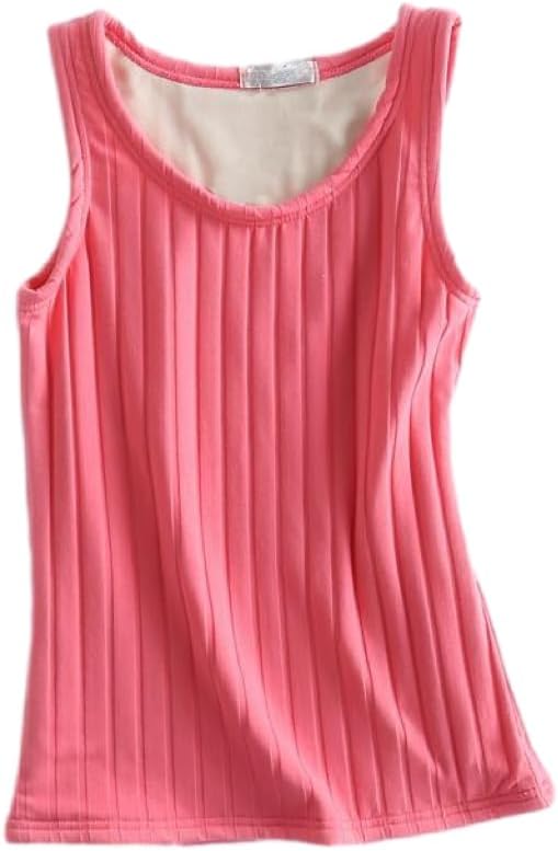FOURSTEEDS Women Cotton Thermal Fleece Lined Wide Straps Underwear Cami Tank Top
