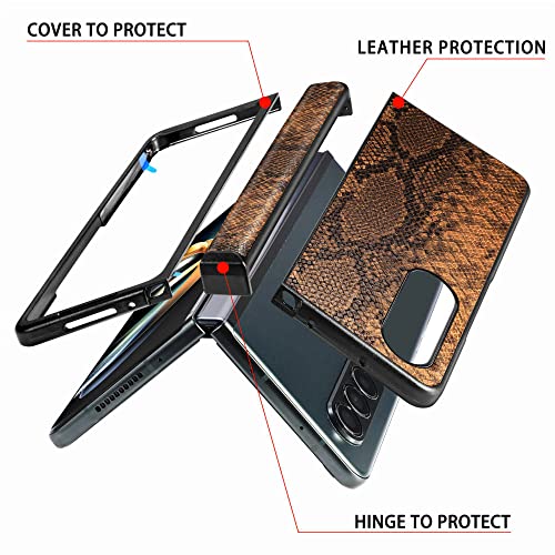 Protection Galaxy Z Fold 4 coque intégrale mince motif python beige - 2