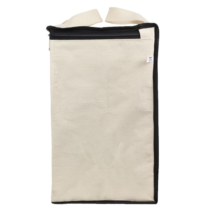 Image of SHIBUI Canvas Reinforced Cotton Handles with Multipurpose Clothes Storage Organizer & Grocery vegetable shopping and Covers Zip Bags. (Black, 4 Piece)