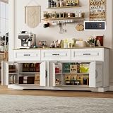 70” Large Sideboard Buffet Cabinet w/4 Doors,3 Drawers,Farmhouse Modern Kitchen Sideboard Cabinet w/8 Door...