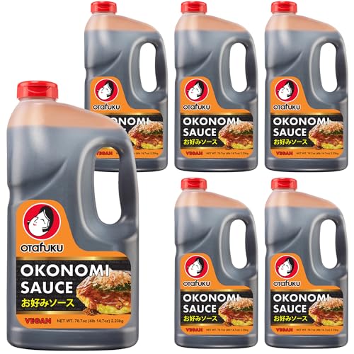 Otafuku Okonomiyaki Sauce for Japanese Okonomiyaki Pancakes, Restaurant Bulk Size, 1/2 Gallon (6 Pack)