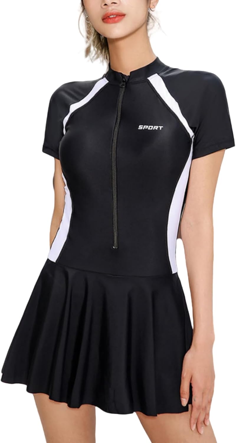 Swimwear Bodysuit Dress Tummy Control Plus Size A-Line Women One-Piece Bathing Suit