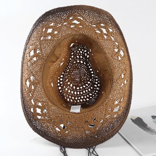 Chapeau western tressé café pour des vacances au soleil - 4