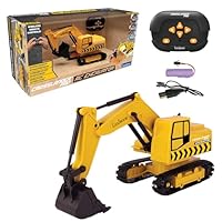 LEXIBOOK, Crosslander® Pro, RC Excavator, remote controlled backhoe, automatic shovel, play mat, sand moulds, 2 trucks and a bridge in boxes included, rechargeable, RCP30