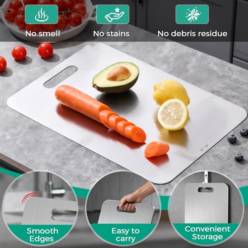 Image of Titanium Cutting Board - Dishwasher Safe Meat Fruit Metal Board (3PC S+L+XL)