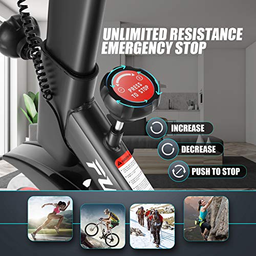 FUNMILY Exercise Bikes Stationary with APP Connection, 40 lb Flywheel Indoor Cycling Bike, Adjustable Resistance, Silent Belt Drive, LCD Monitor