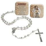 DRW Rosario metal Virgen de Lourdes con caja metalica 3x1x50 cm